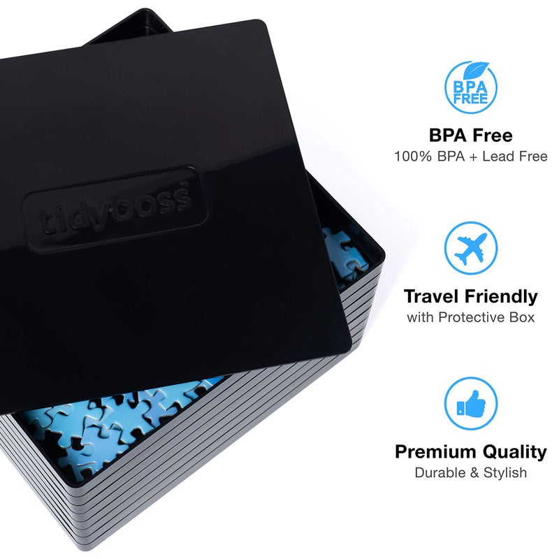 TIDYBOSS 8 Puzzle Sorting Trays with Lid 8" x 8" - Jigsaw Puzzle Accessories Black Background Makes Pieces Stand Out to Better Sort Patterns, Shapes and Colors | for Puzzles Up to 1500 Pieces - Image 3